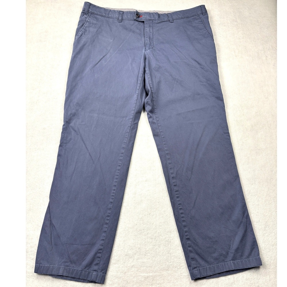 Brax Feel Good Style Evans Mens Blue Grey Chino Pants 42/30 Cotton Kapok Stretch